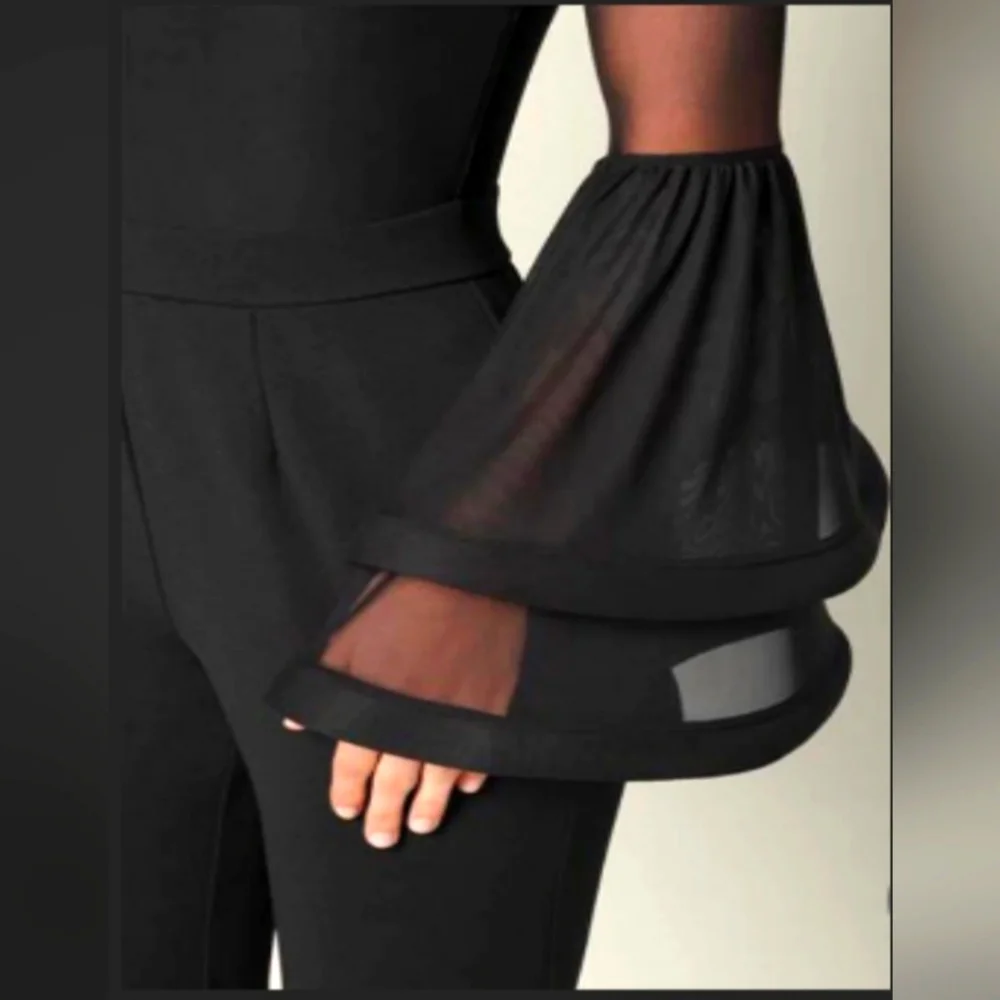 VENUS Black Sheer Sleeve Jumpsuit - Picture 3 of 6